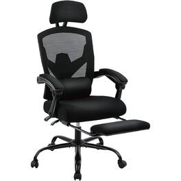 Sweet - Home Office Desk Chair with Footrest, Headrest, Rolling Swivel Reclining Chairs for Home, Office, Gaming - Black