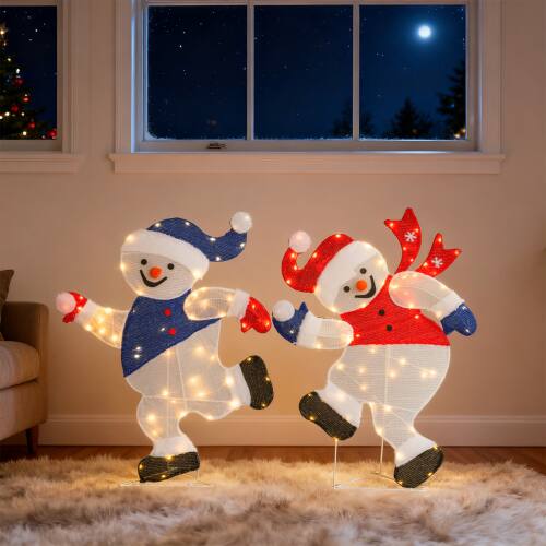 Alt View 7. Winado - 2PCS Portable Christmas Running Snowman 3FT with Lights, Pre-lit 2D for Indoor Outdoor Yard Holiday Party Decorations - Multicolor.
