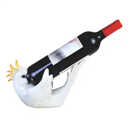 Front. FC Design - FC Design 10.25"W White Parrot Wine Rack Bottle Holder Dining Room Figurine - Multicolor.