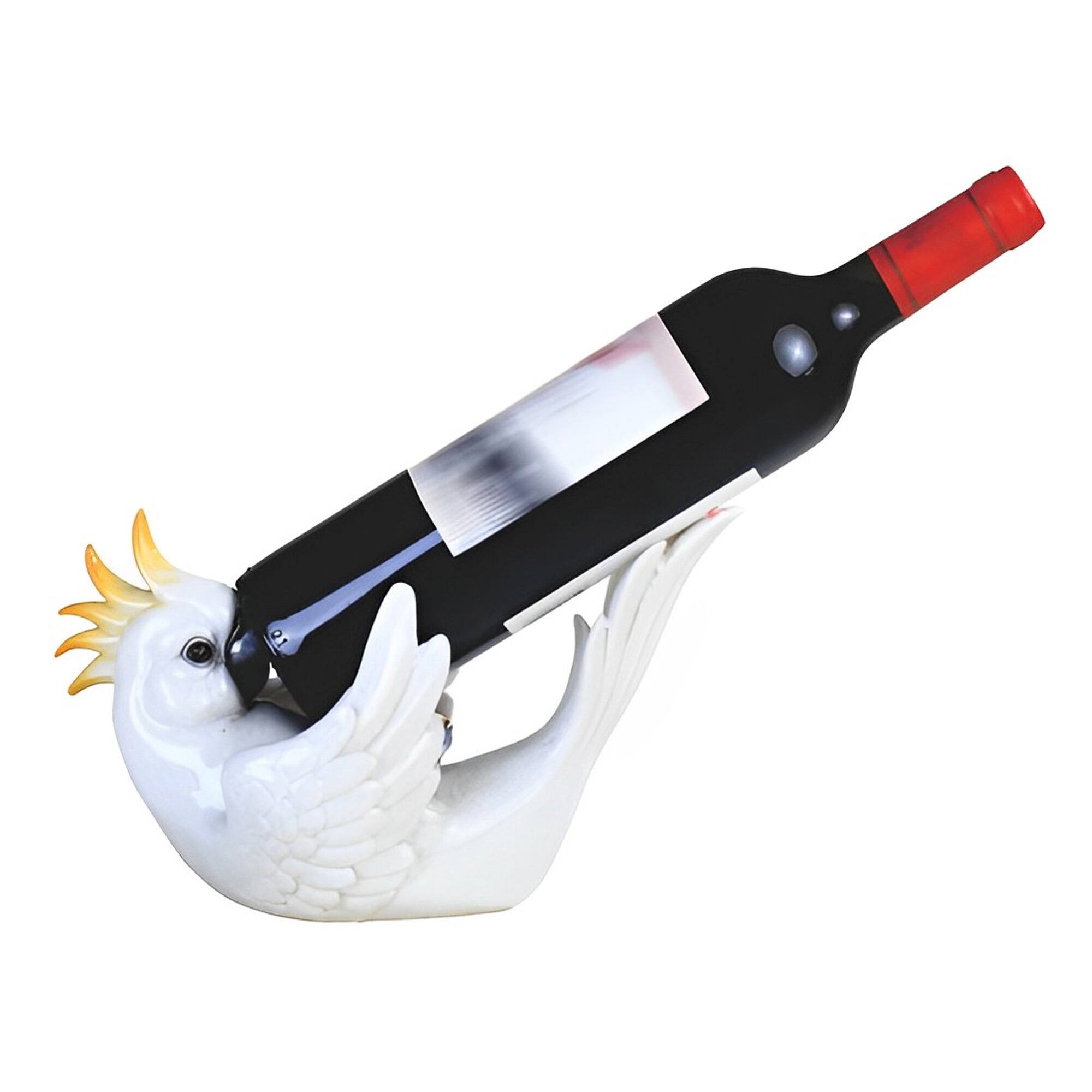 Front. FC Design - FC Design 10.25"W White Parrot Wine Rack Bottle Holder Dining Room Figurine - Multicolor.