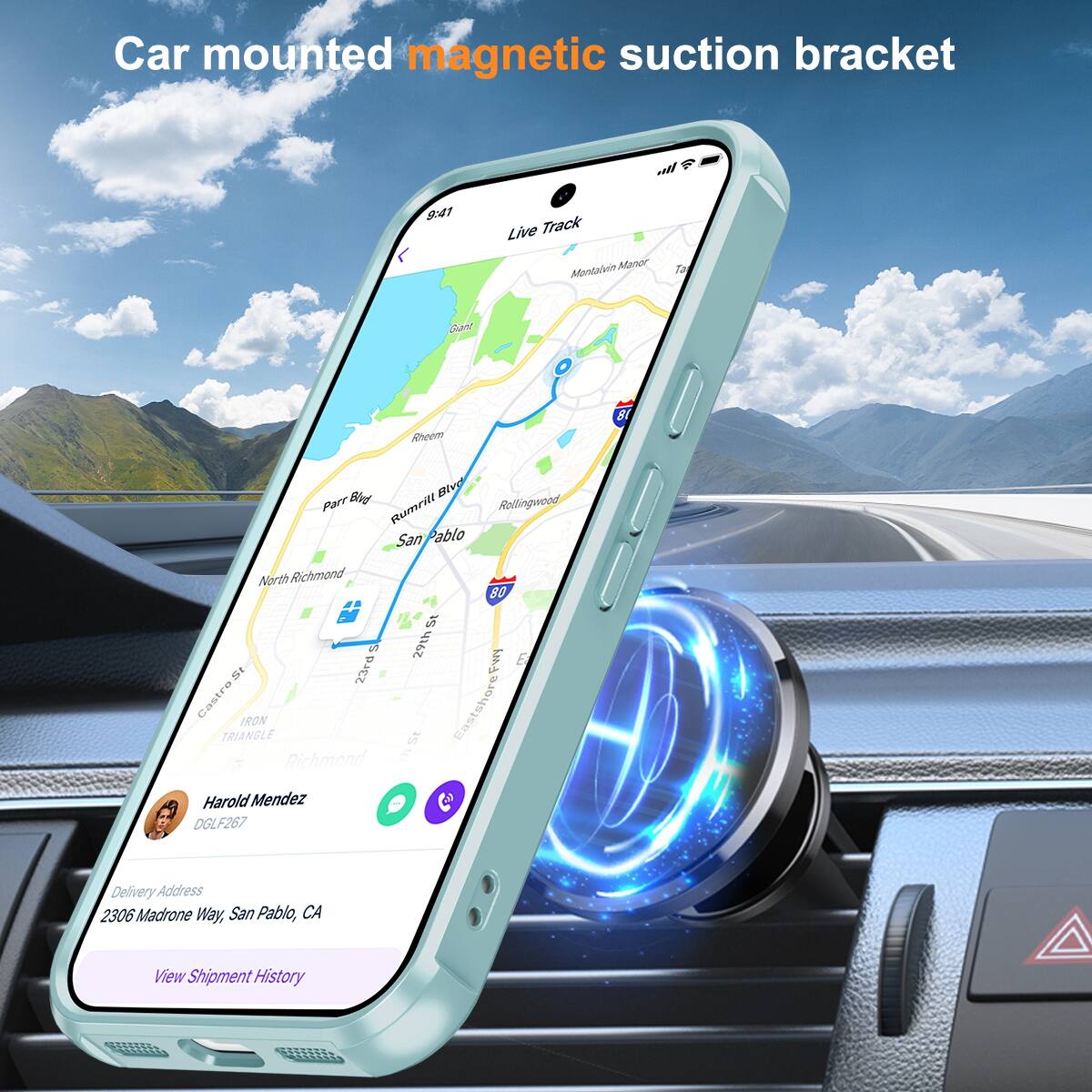 Car mounted magnetic suction bracket

Live Track

Delivery Address
2306 Madrone Way, San Pablo, CA

View Shipment History

Harold Mendez
DGLF267