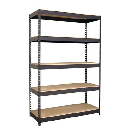 Front. Iron Horse - Iron Horse 3800 Riveted Steel Shelving, 5-Shelf, 18Dx48Wx72H, Black - Black.