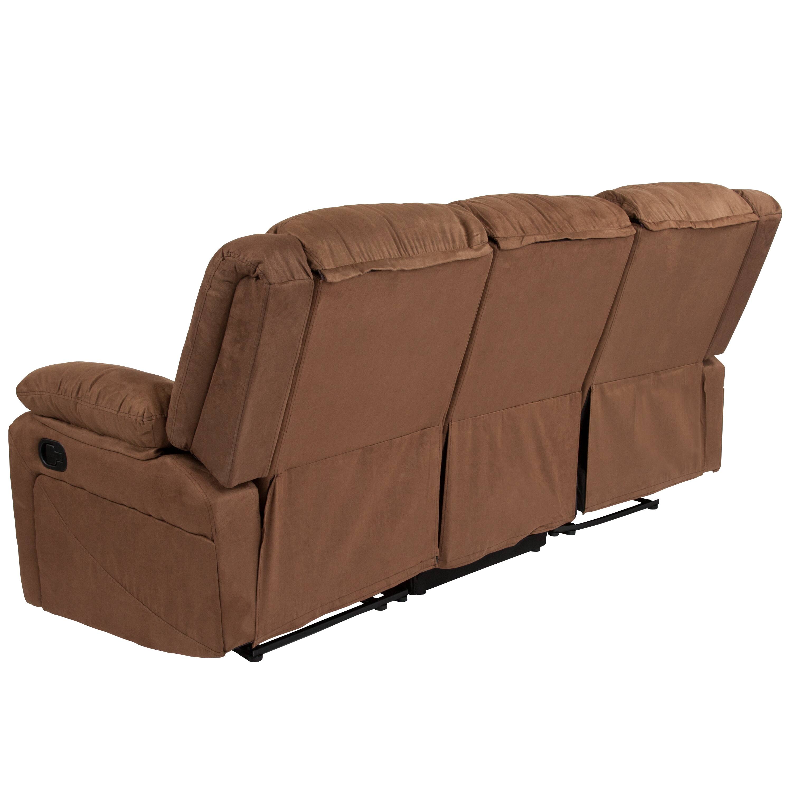 Alt View 2. Emma + Oliver - Bustle Back LeatherSoft Sofa with Two Built-In Recliners - Chocolate Brown Microfiber.