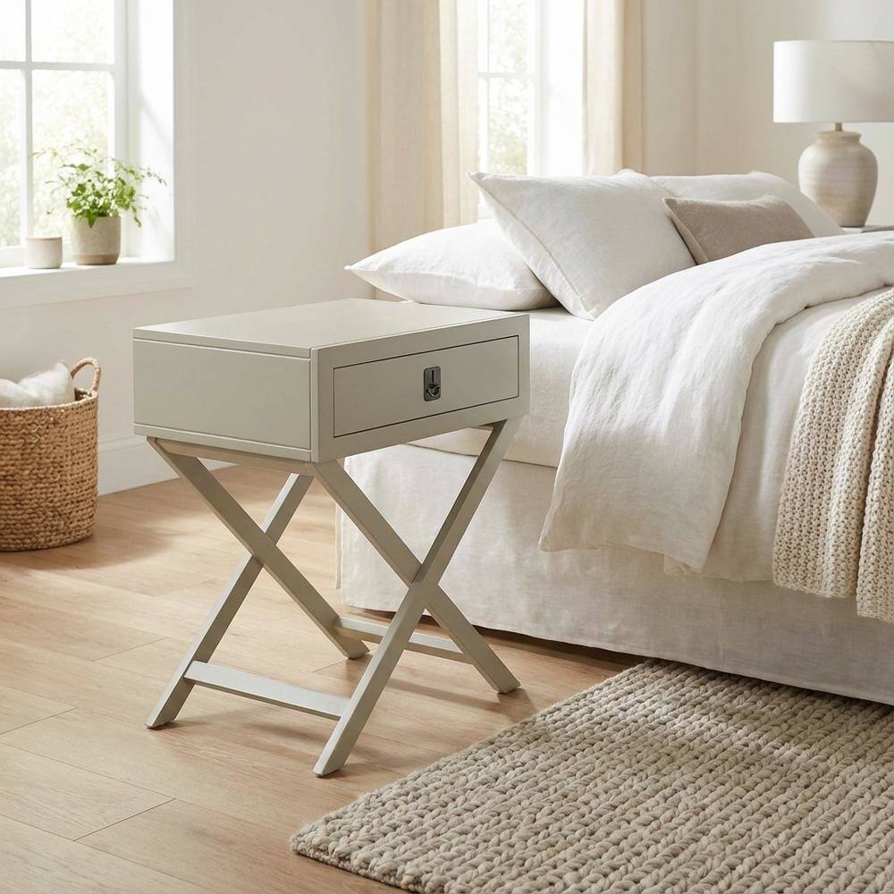 Alt View 1. FurniFact - Urban Gray Night Stand with Compact Design and Versatile Storage - Brown.