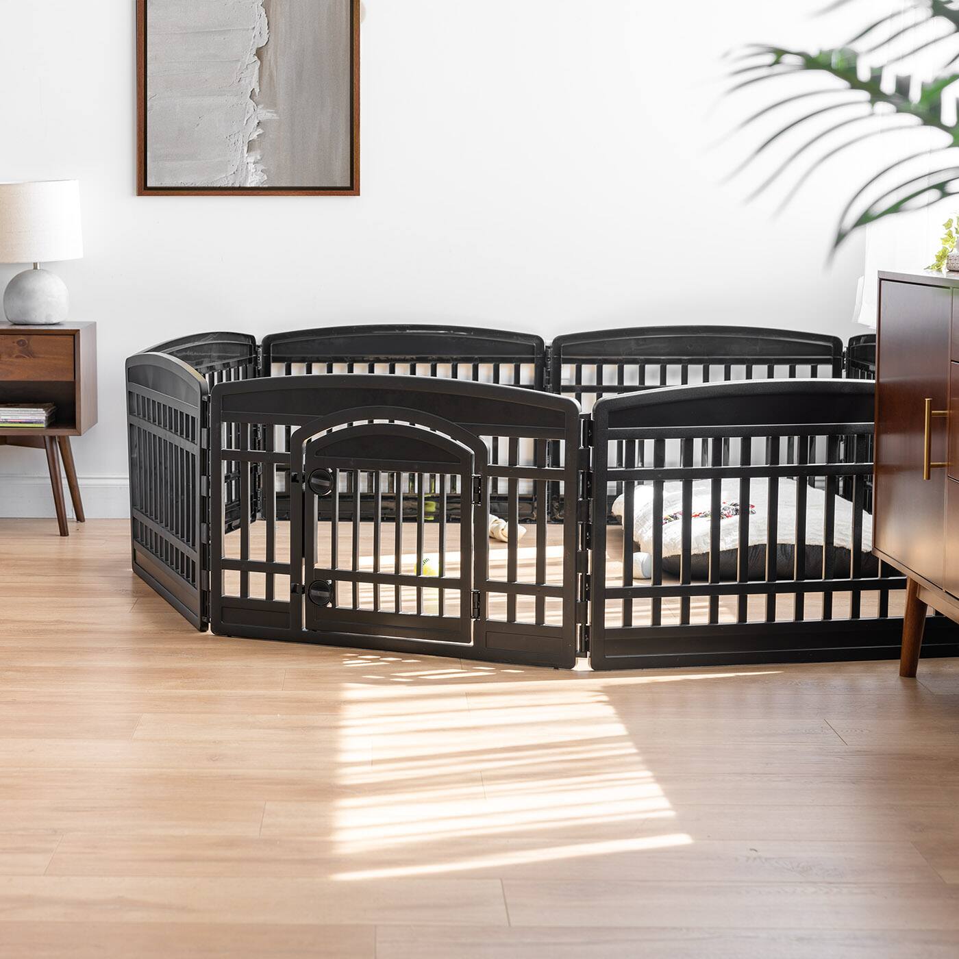 Alt View 3. IRIS USA - IRIS 4-10 Panel 24/34"H Folding Exercise Enclosure Plastic Pet Playpen with Door.