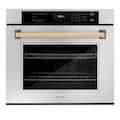 ZLINE - 30 in. Autograph Wall Oven w/ Air Fry and Self Clean w/ Polished Gold Handle - Stainless Steel