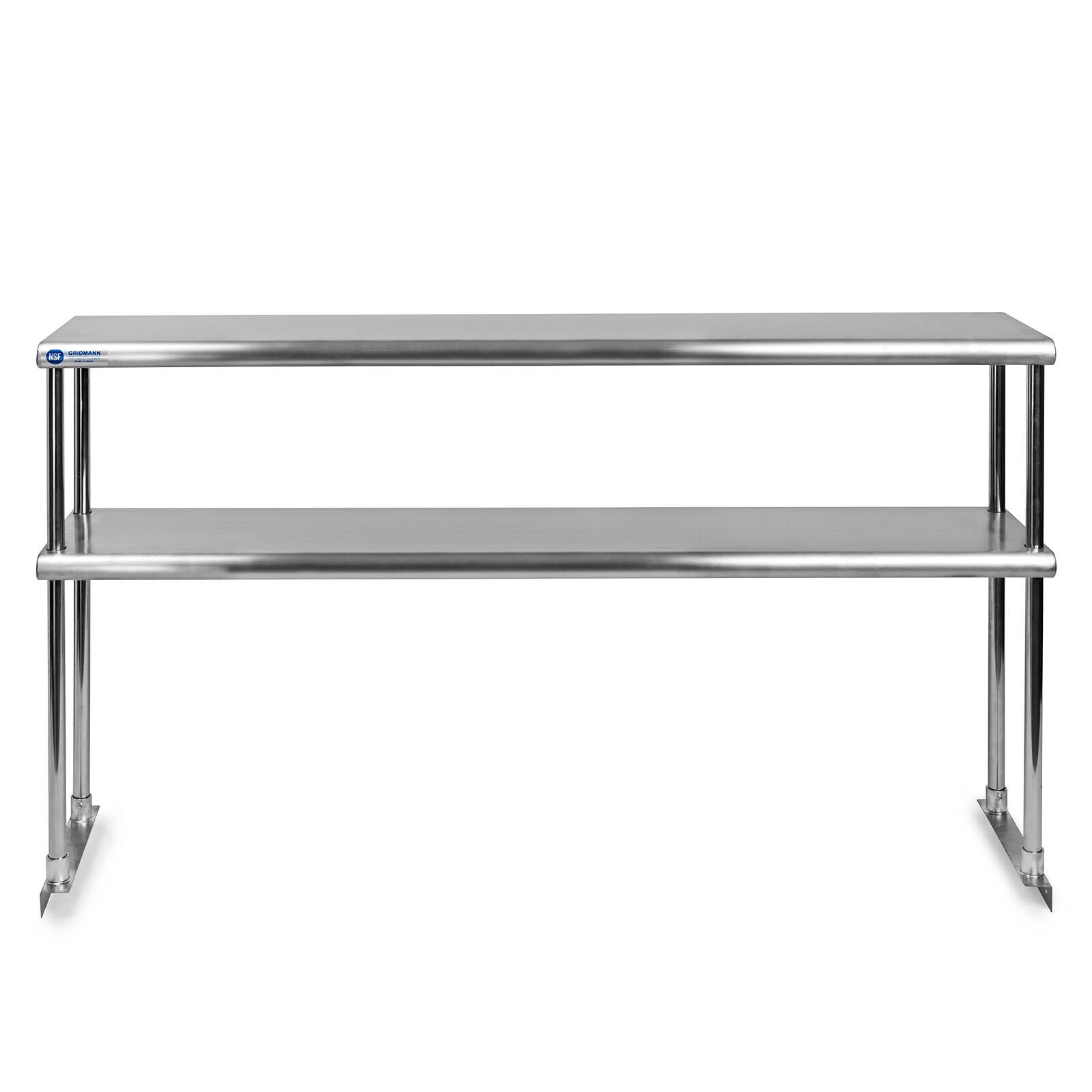 Alt View 2. GRIDMANN - 60 x 30-in NSF Stainless Steel Prep Table w Double Shelf - Silver.