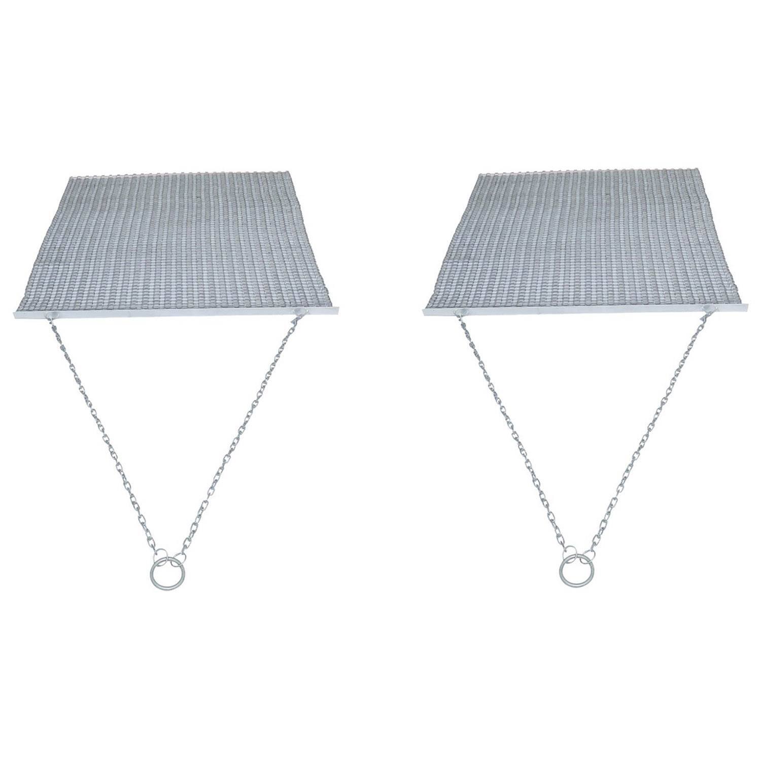 Front. Yard Tuff - Yard Tuff 5 x 4.5' Steel Durable Chain Field Lawn Level ATV Drag Mat (2 Pack) - Silver.