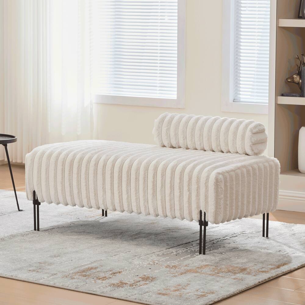 Front. Ropilly - Ropilly Mini Loveseat End of Bed Bench Small Sofa with Adjustable Back Upholstered Window Ottoman Entryway Seating Beige - Beige.