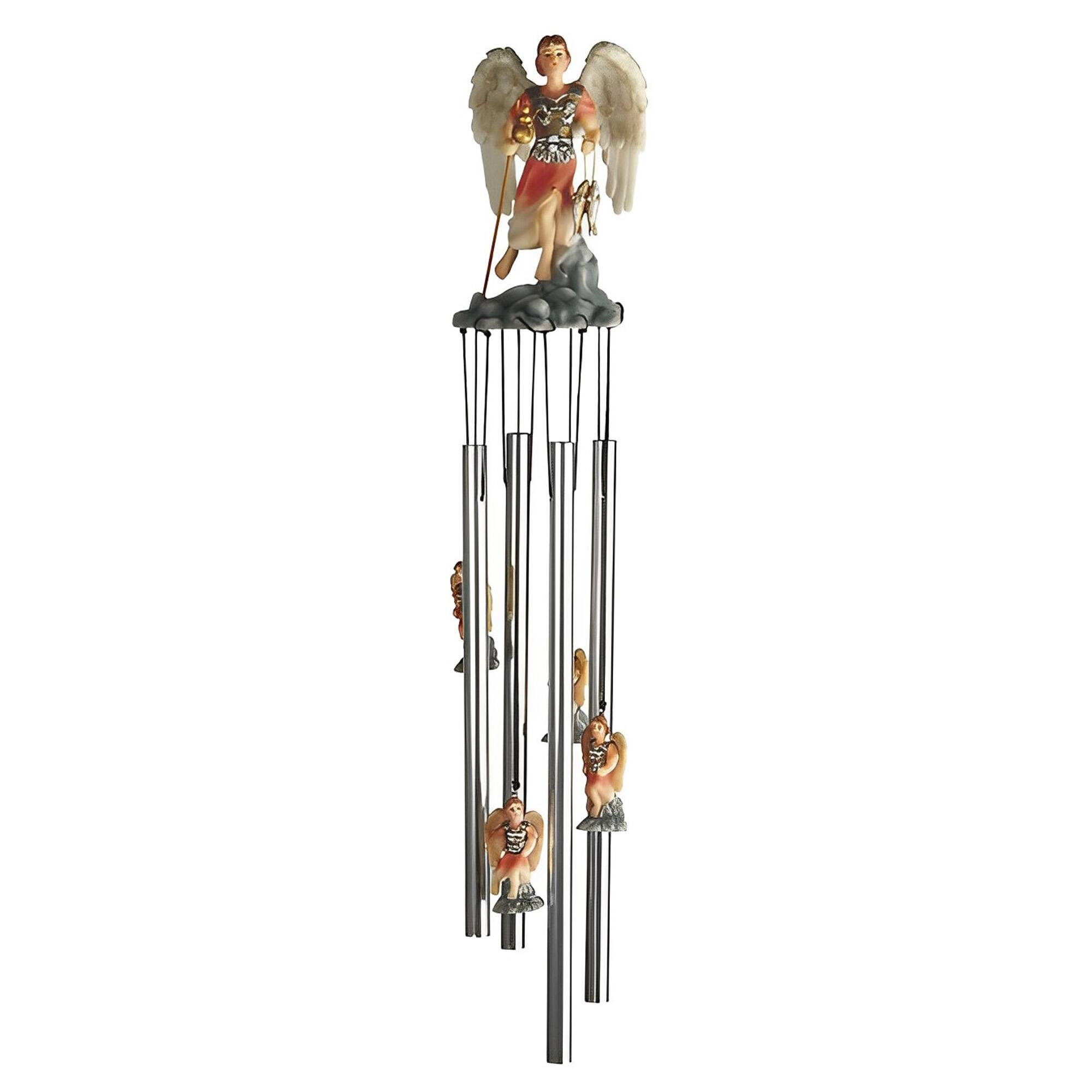 Front. FC Design - FC Design 23" Long Archangel Raphael Round Top Wind Chime Outdoor Patio or Garden Hanging Decoration - Multi-Color.