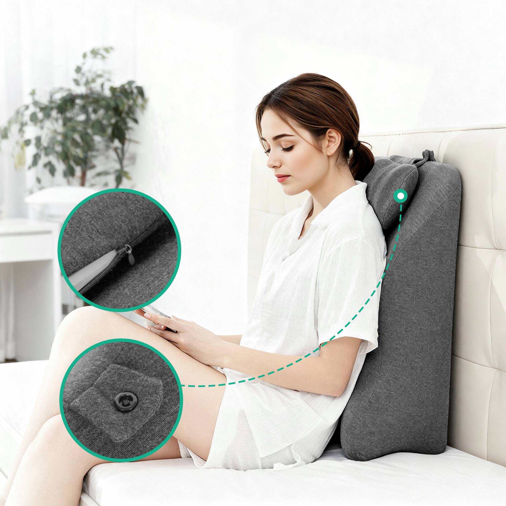 Alt View 2. GOODSILO - Ergonomic Posture Support Pillow for Legs, Lumbar, and Back - Multi-Functional Comfort Cushion - Grey.