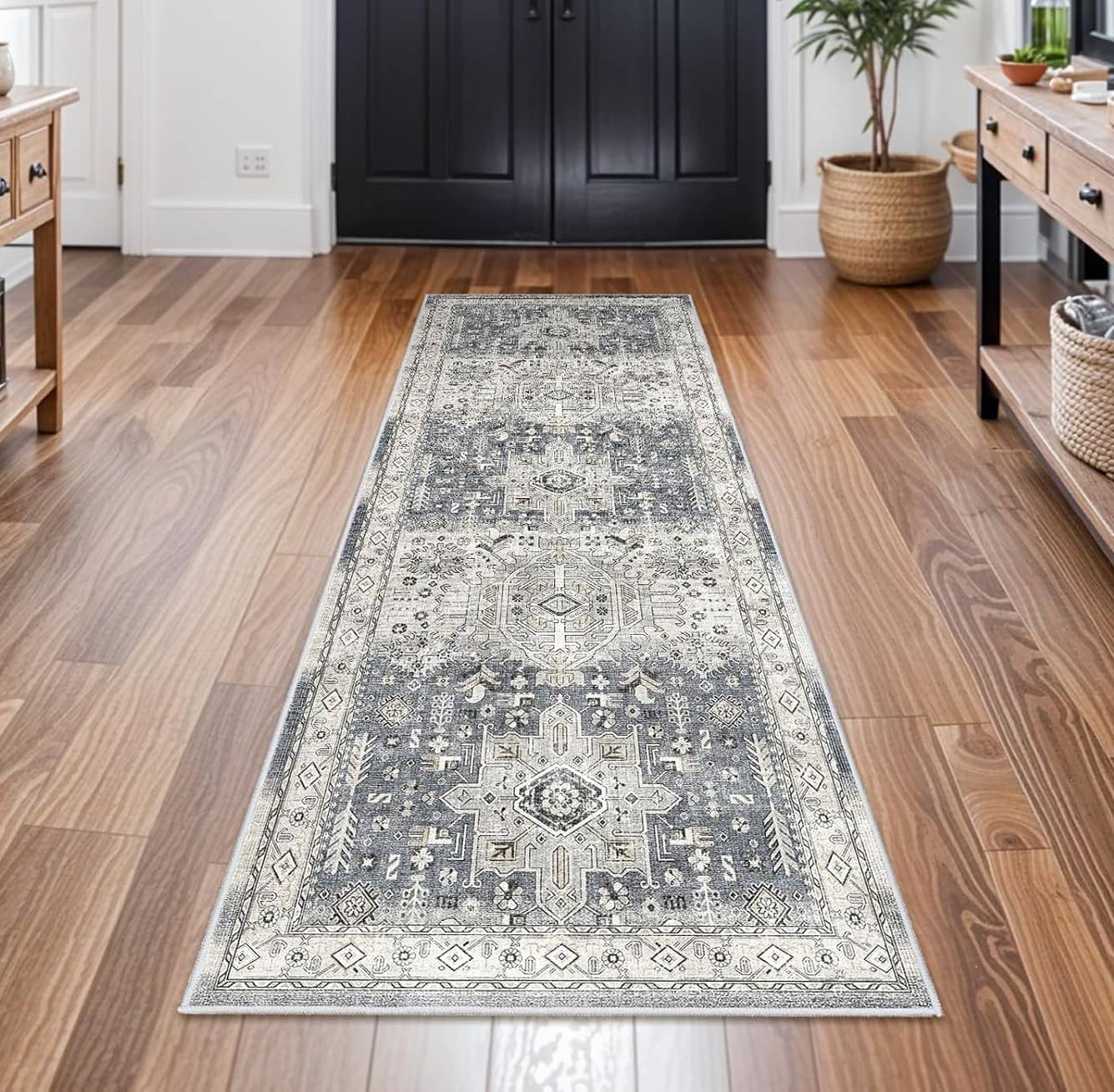 FINEAK - Washable Non-Slip Hallway Runner Rug-Soft & Durable 2x6 - Gray