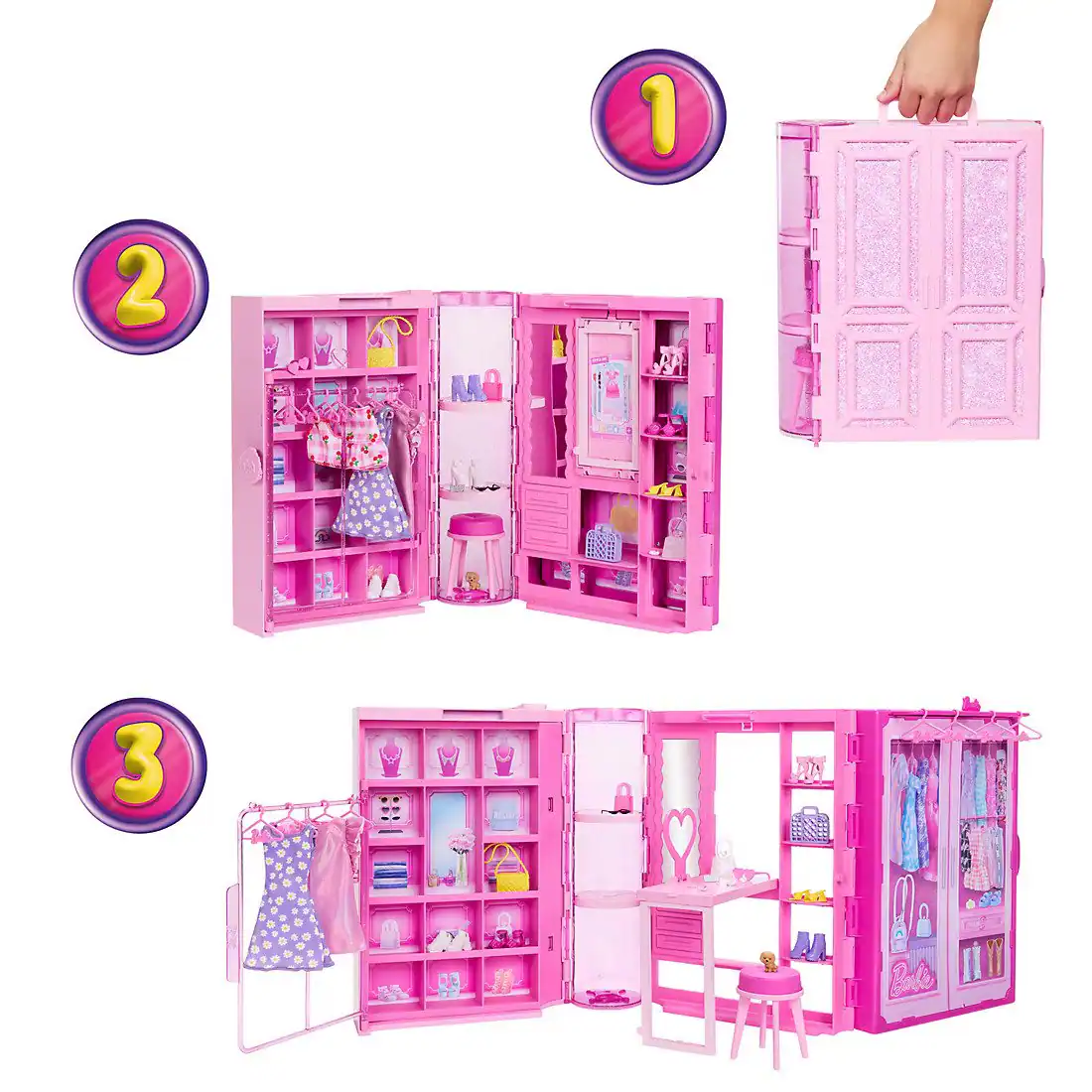 Alt View 3. Barbie - Barbie Dream Closet & Dressing Room Playset 29-Piece Set with Doll Vanity Clothing Racks Accessories Ages 3+ - Pink.