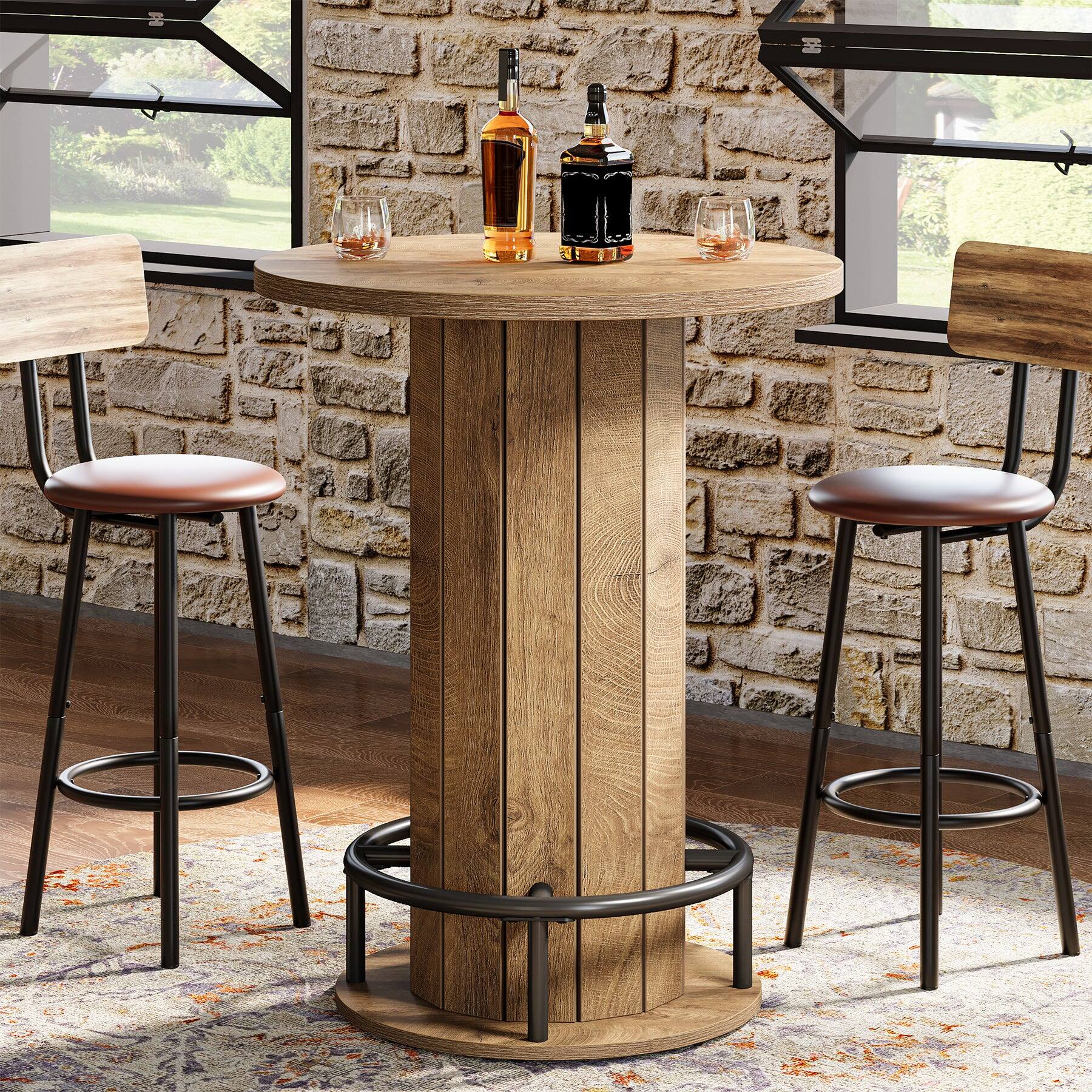Tribesigns Bar Table with Wood Construction, Footrest, Wood Grain ...