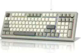 Womier - DK98 Retro Wired 96% Gaming Keyboard Creamy Membrane with Rainbow RGB Backlight - Retro Grey