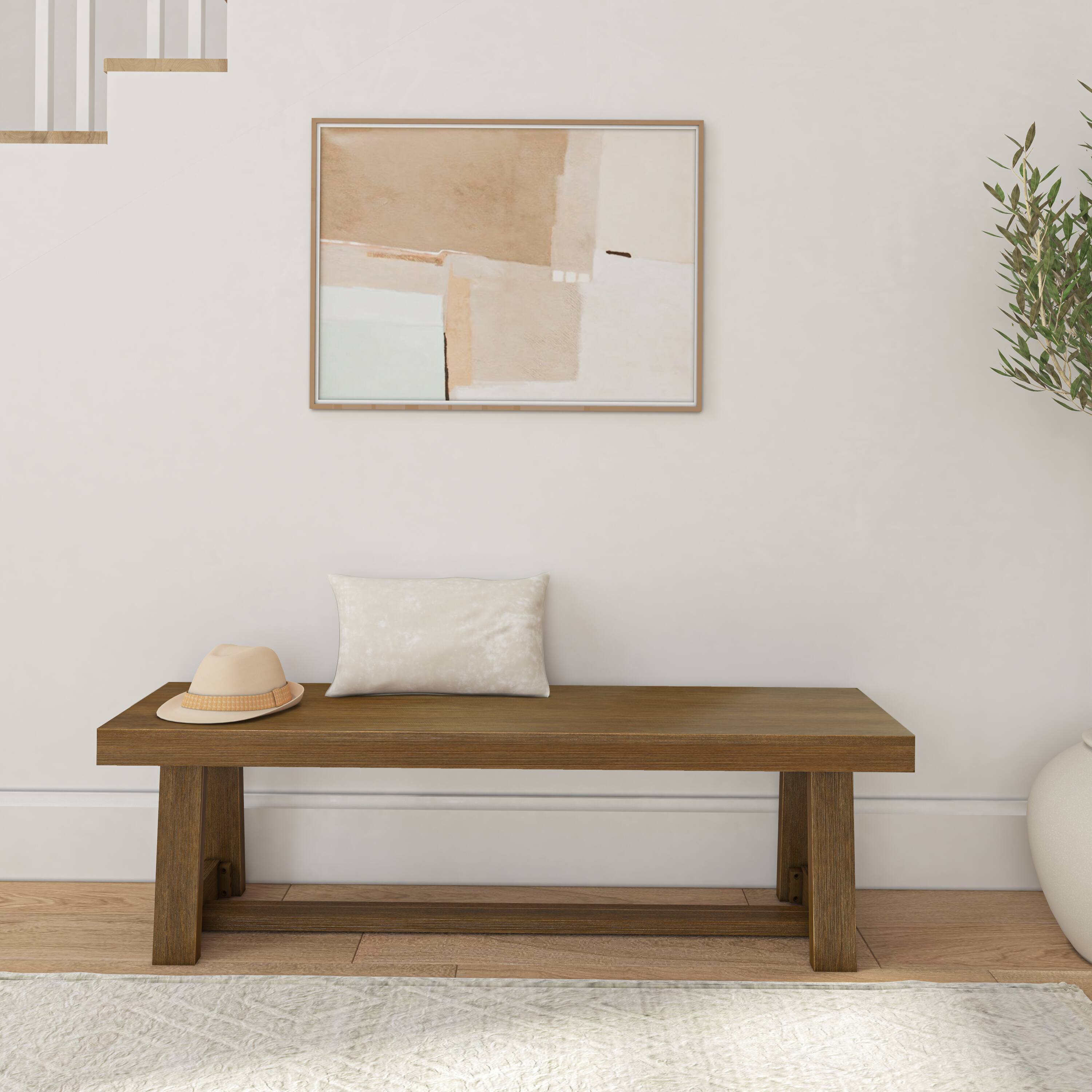 Alt View 3. Plank+Beam - Classic Dining Bench, Pecan Wirebrush - Pecan Wirebrush.