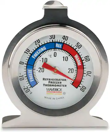 REF.
FREEZING
0°C
10
20
30
40
50
WARM
60
70
80
REFRIGERATOR / FREEZER THERMOMETER
MAVERICK
MADE IN CHINA