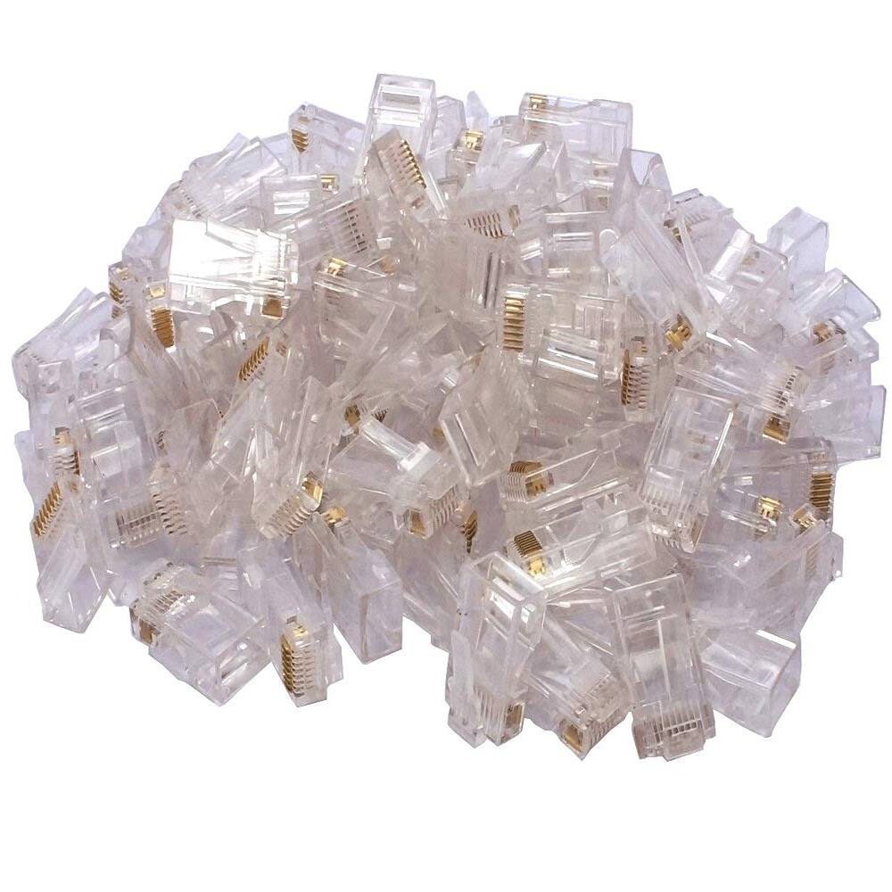 Front. ACJPR - RJ45 Cat5/Cat5e Connectors 1000-Pack, 8P8C Modular Network Cable Ends.