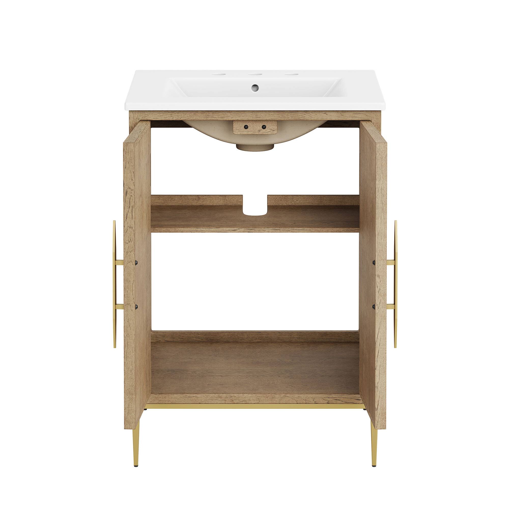 Alt View 6. Modway - Awaken 24" Bathroom Vanity by Modway - Oak White.