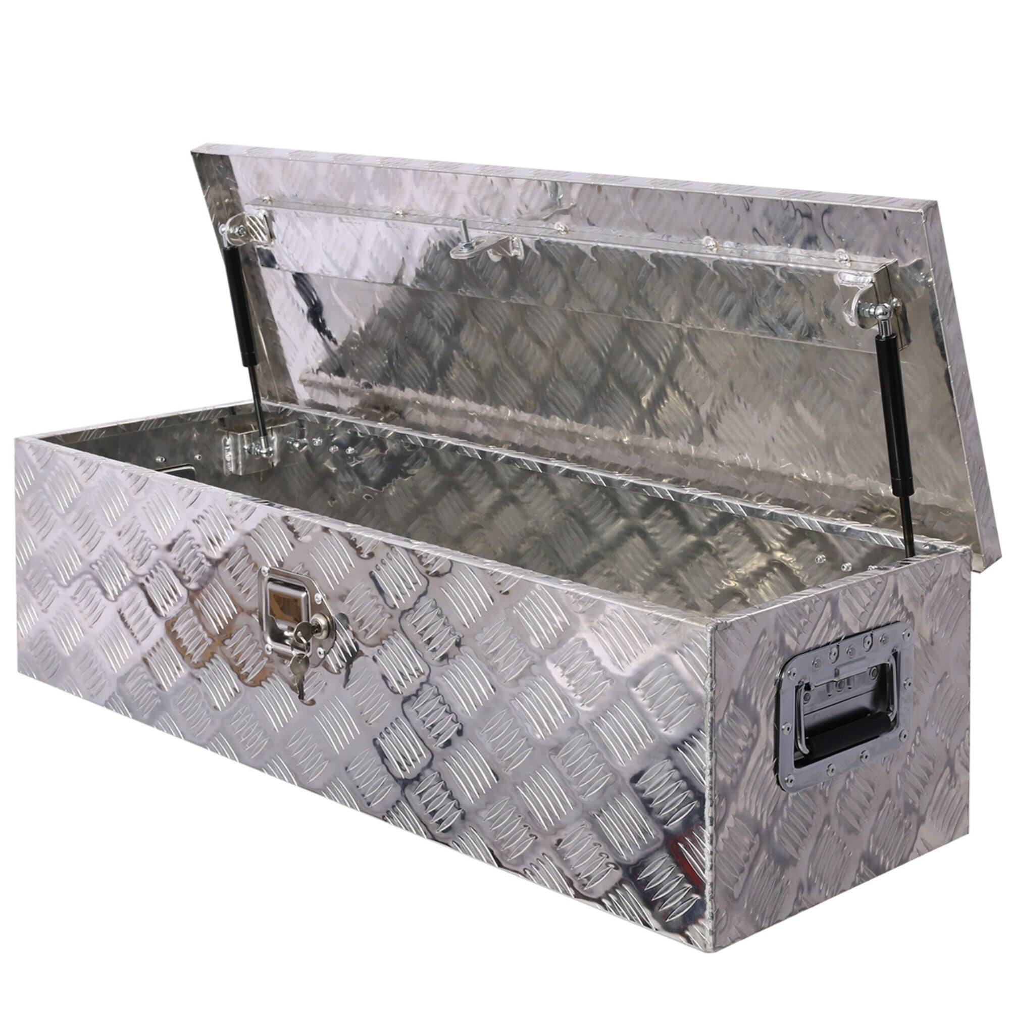 Alt View 2. Boyel Living - 39 inches Silver Aluminum Outdoor Portable Tool Box with Lock and Key.