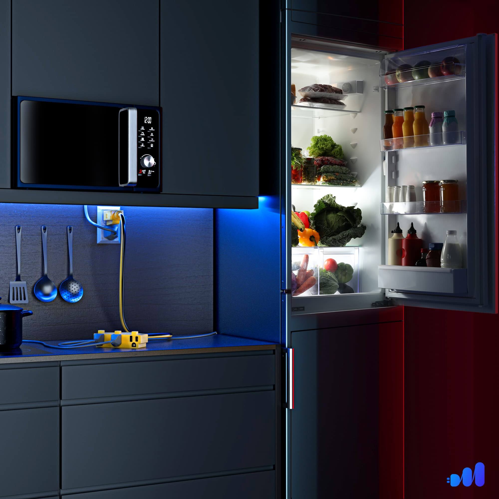 Alt View 5. Maximm - Extension Cord 15 ft, SJTW Extension Cord with Multiple Outlets, 16 Gauge ETL Listed - Black and Yellow.