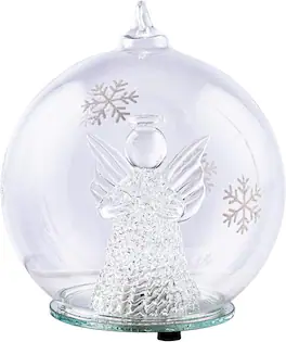 Schertz - Christmas Glass Angel Snow Globe – Color-Changing LED Ornament, Battery Operated, No Liquid, No Music, Lighted Tabletop - transparent