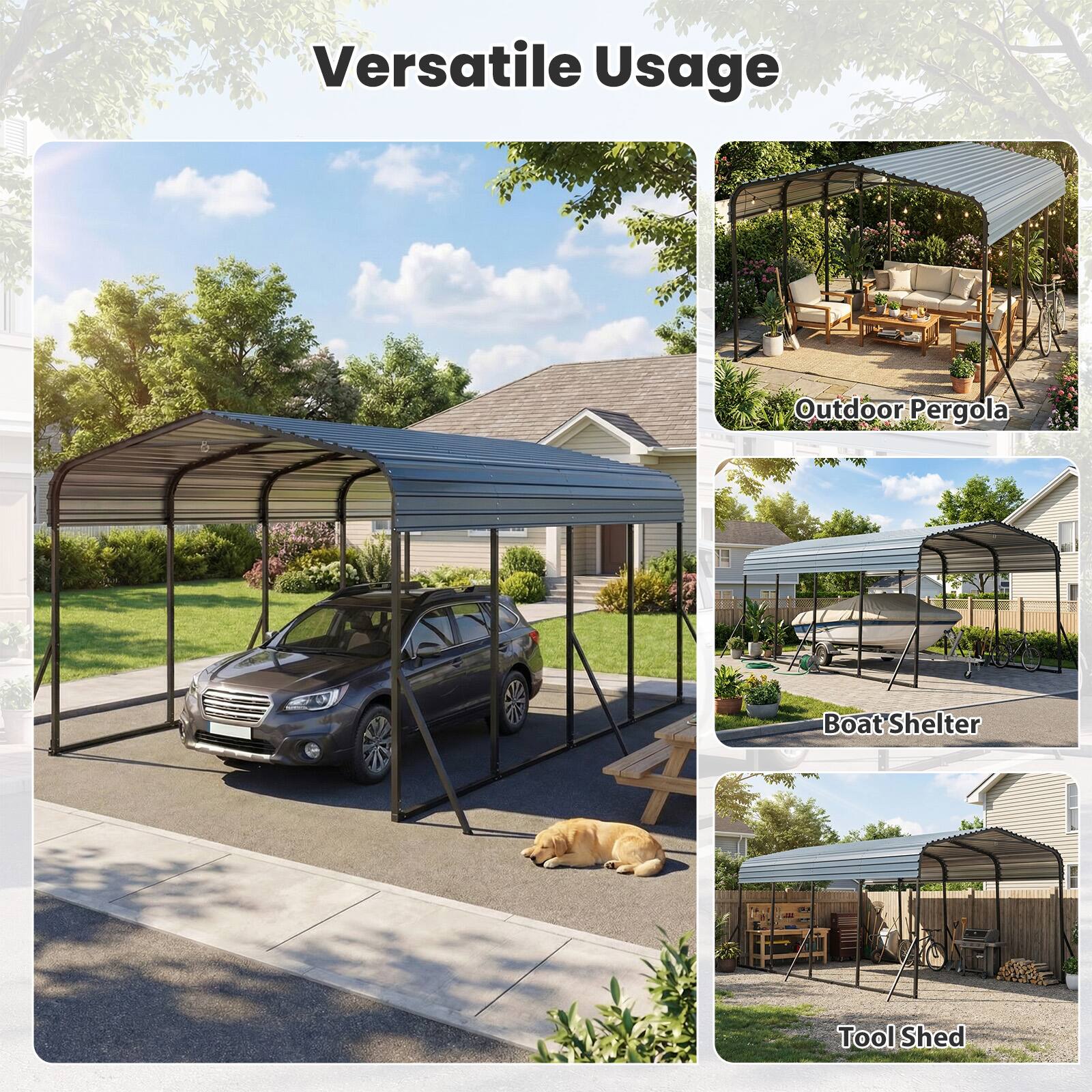 Versatile Usage
Outdoor Pergola
Boat Shelter
Tool Shed