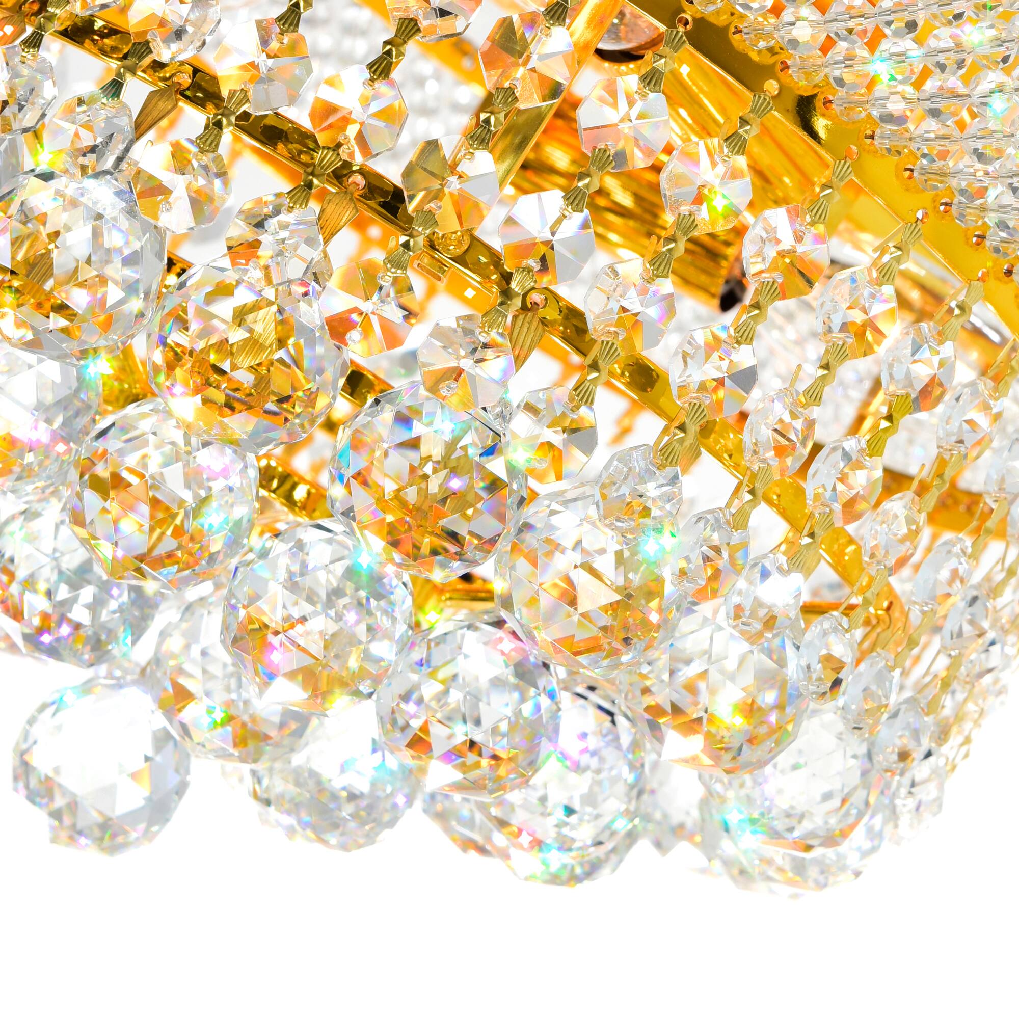 Left. CWI Lighting - Empire 3 Light Flush Mount With Gold Finish - Gold.