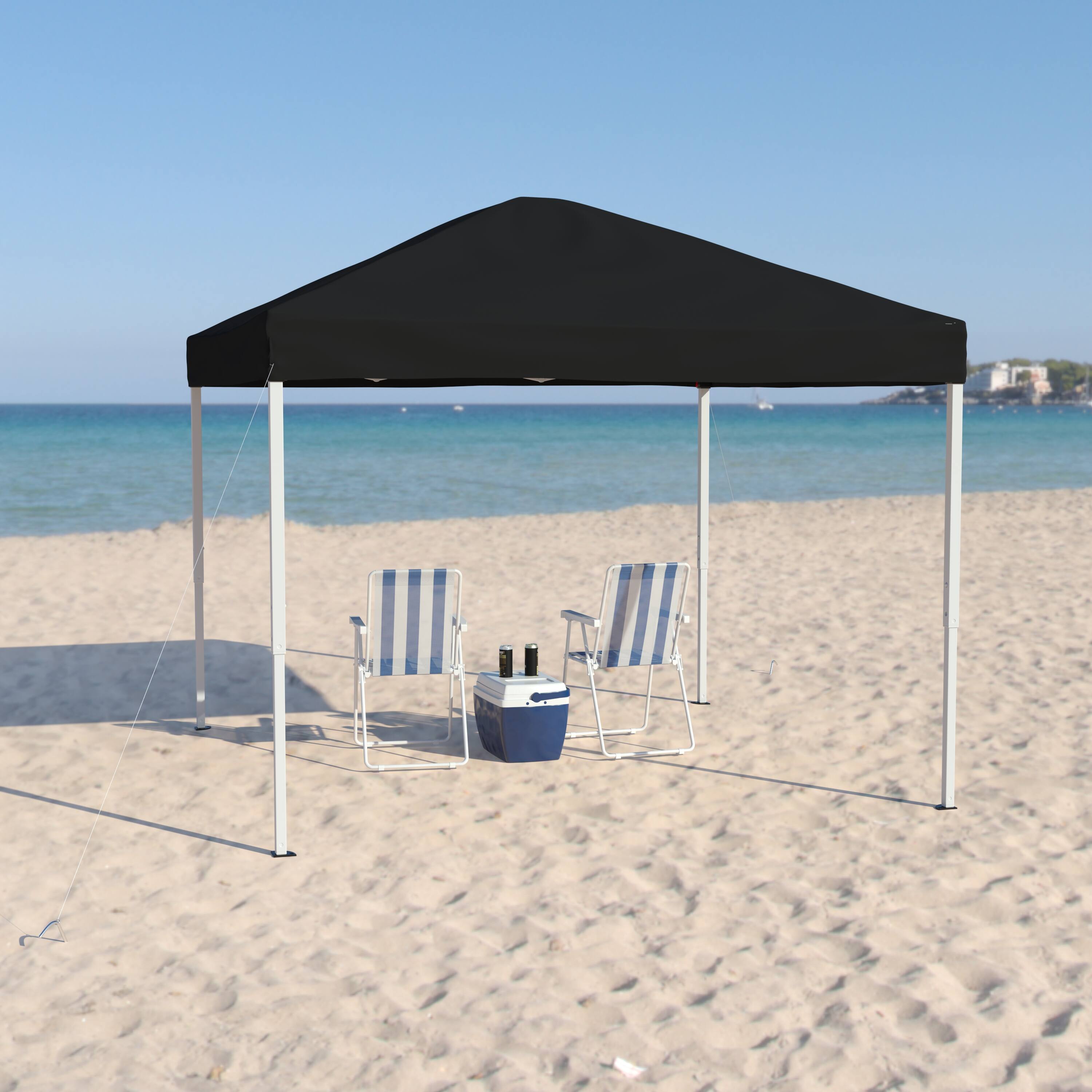 Alt View 3. Emma + Oliver - 10'x10' Weather Resistant Easy Pop Up Event Straight Leg Instant Canopy Tent - Black.