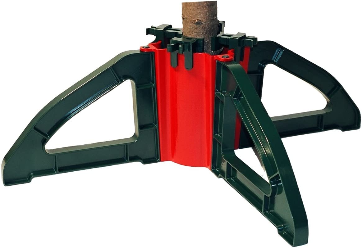 Front. Northlight - Christmas Tree Stand with Clamping System - For Real Live Trees Up To 10' - Red.