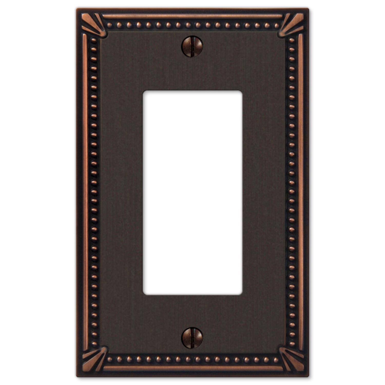 Angle. AMERELLE - Amerelle Imperial Bead Aged Bronze 1 gang Die-Cast Metal Decorator Wall Plate 1 pk - Bronze.