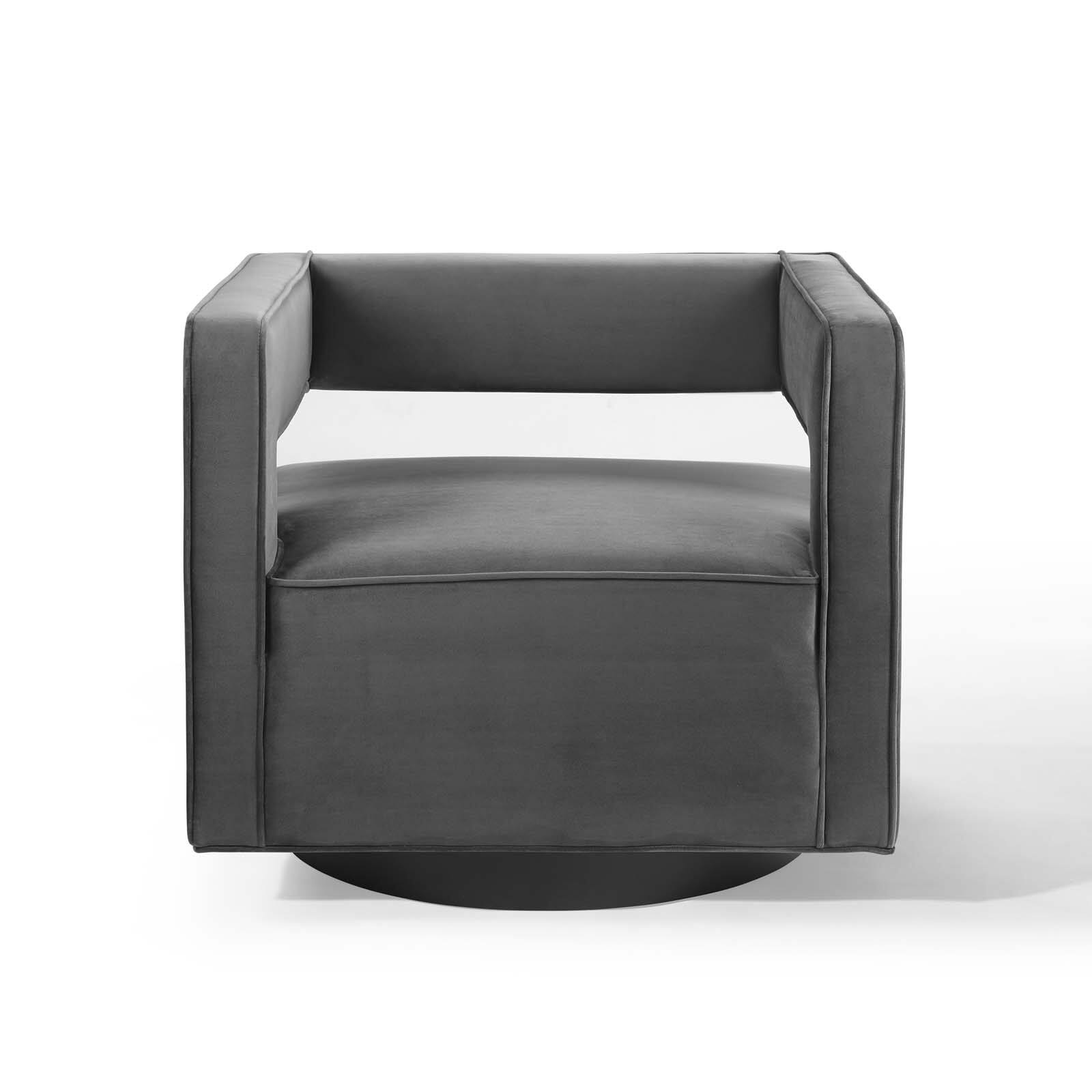 Alt View 4. Modway - Booth Performance Velvet Performance Velvet Swivel Armchair by Modway - Gray.