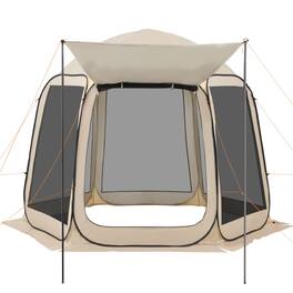 Loheer - Screen House Tent 10x9.2 ft Pop Up Portable Screened Canopy with Awning - Beige