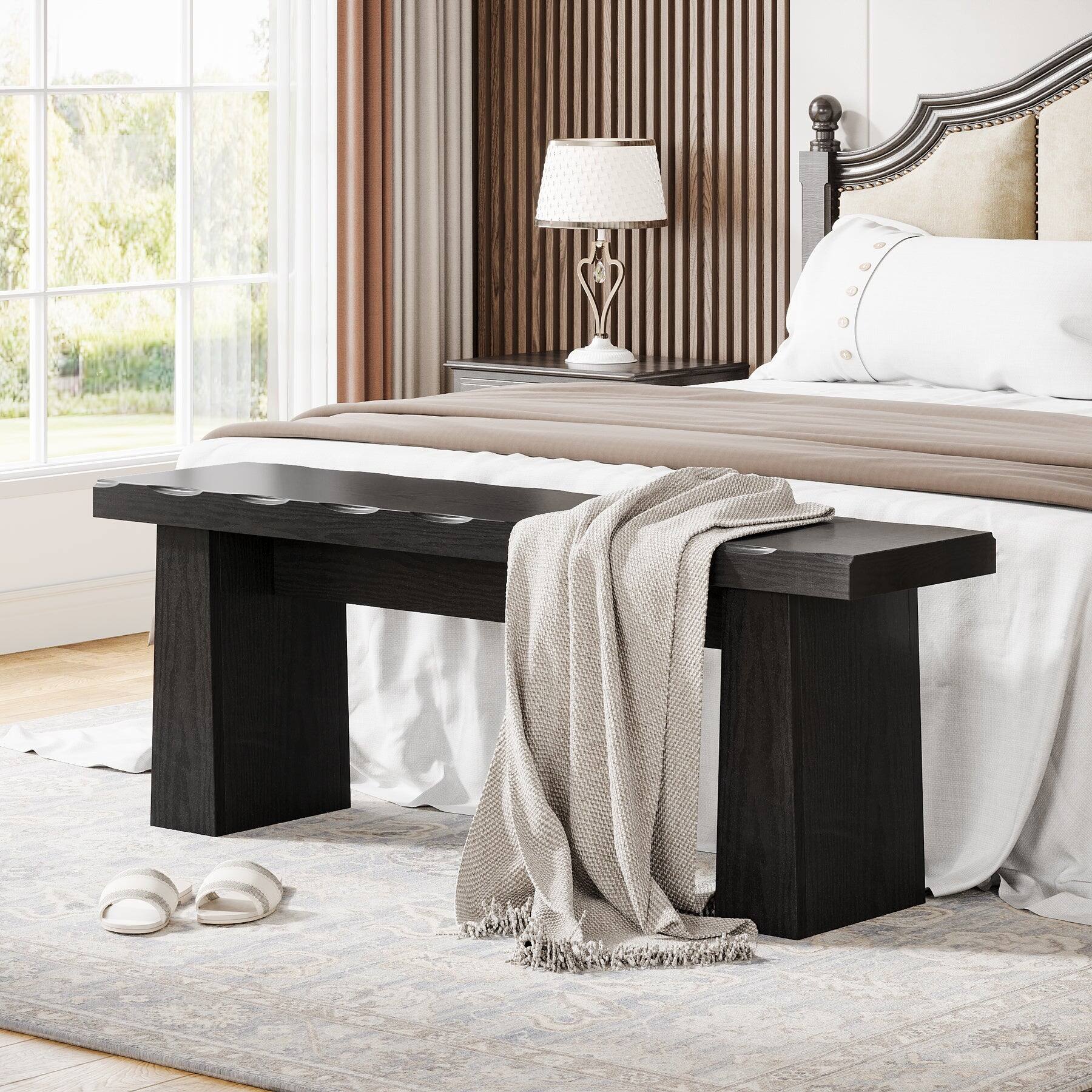 Back. Tribesigns - Office Reception Bench with Engineered Wood Construction, for Office Entryways and Waiting Areas - Black.