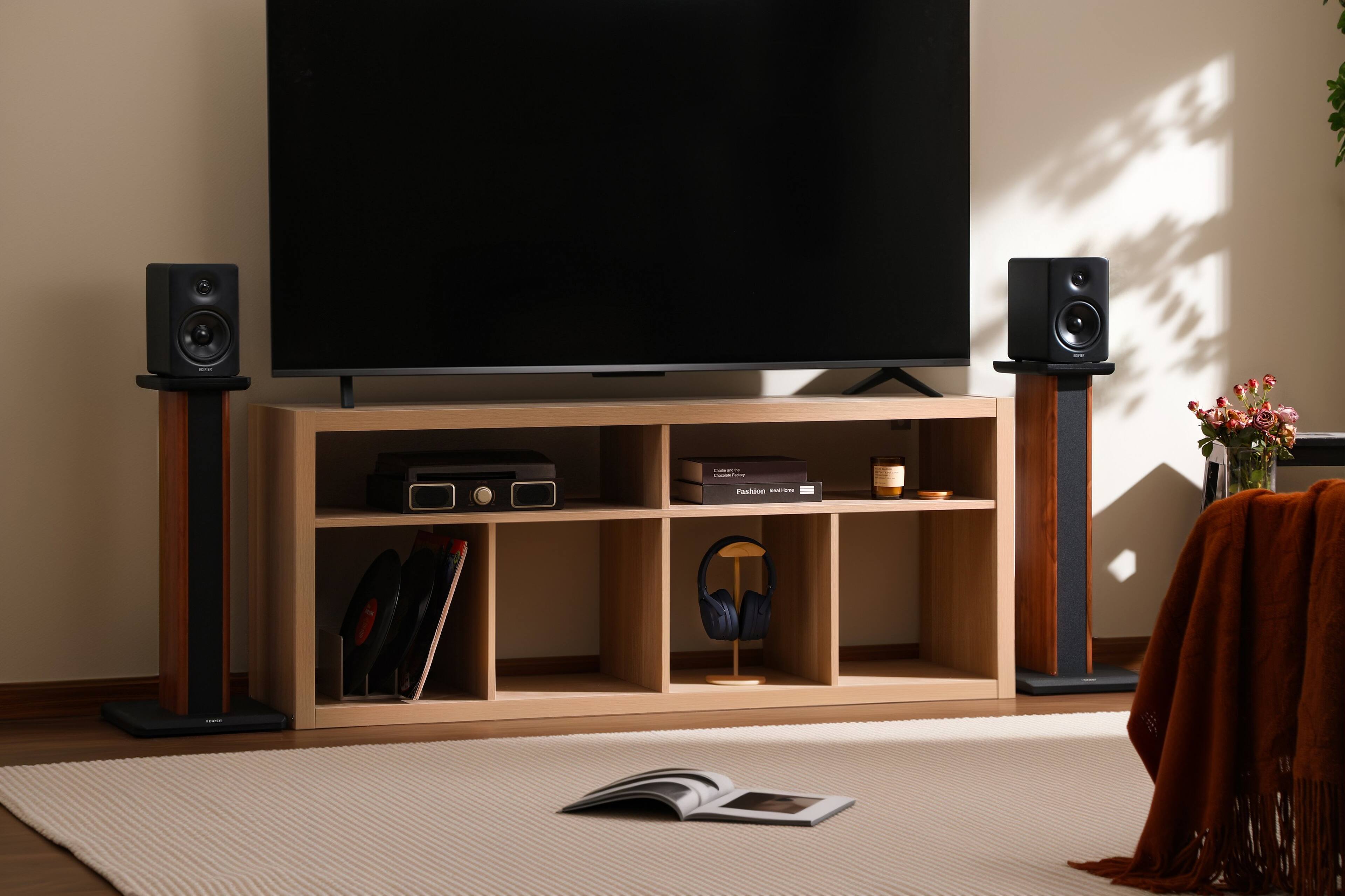 Alt View 2. Edifier - M90 Active Bookshelf Speakers, Computer Speakers - Bluetooth and Optical Input - 2.0 Speaker (Pair) - Black.