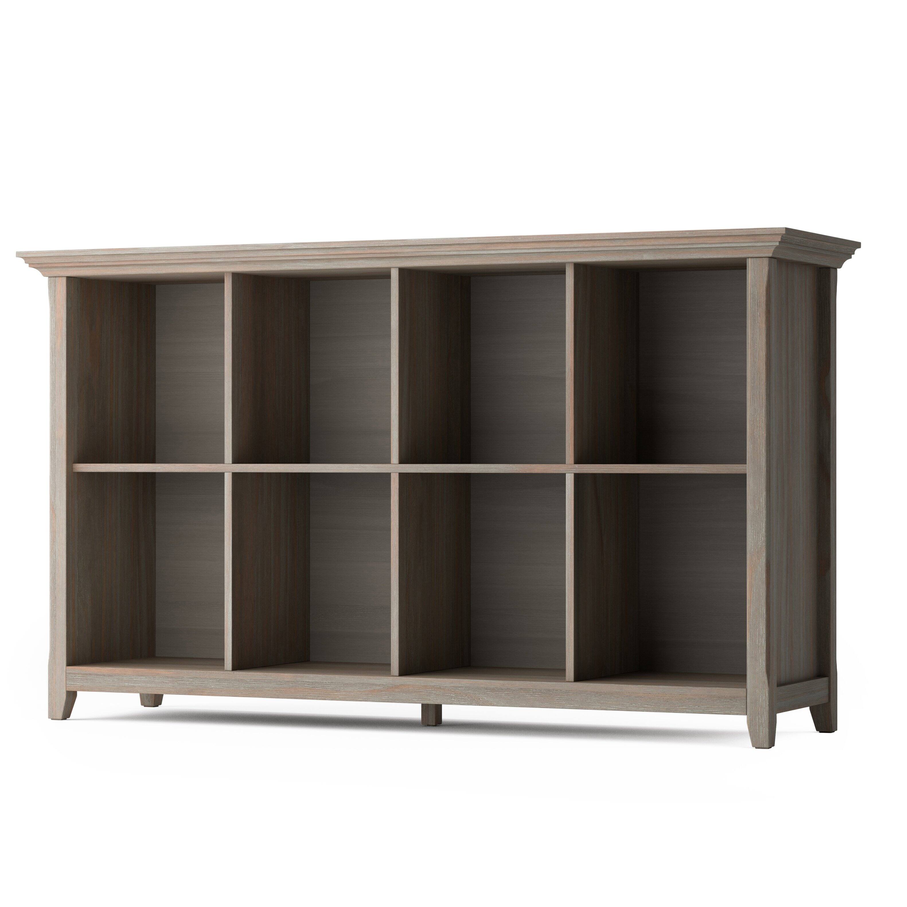 Angle. Simpli Home - Amherst 8 Cube Storage Sofa Table - Distressed Grey.