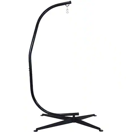 Front. Sunnydaze - Powder-Coated Steel Hammock Chair C-Stand - 84 in - Black.