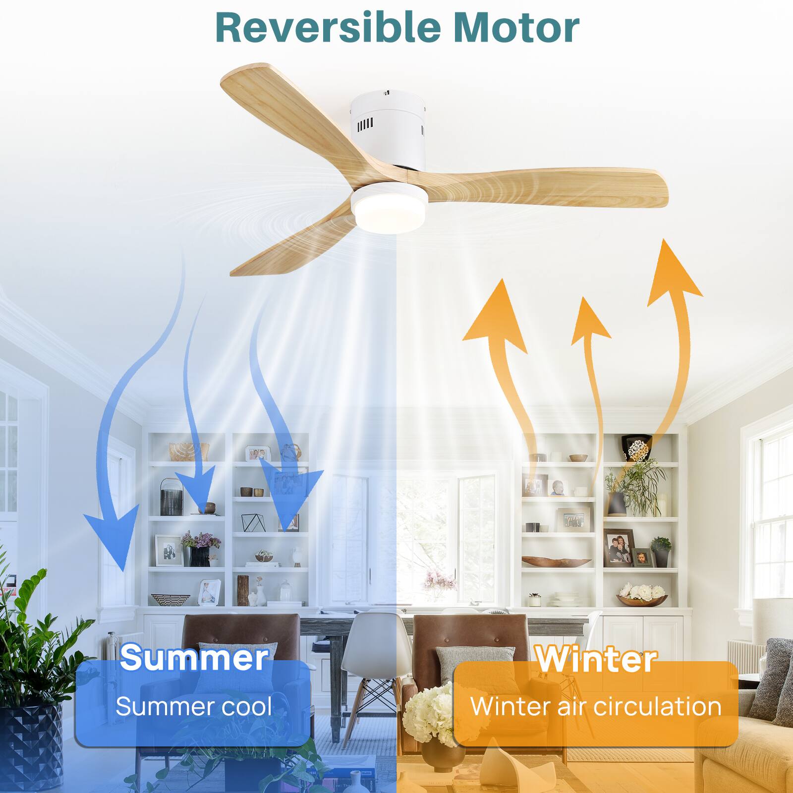 Reversible Motor

Summer  
Summer cool

Winter  
Winter air circulation
