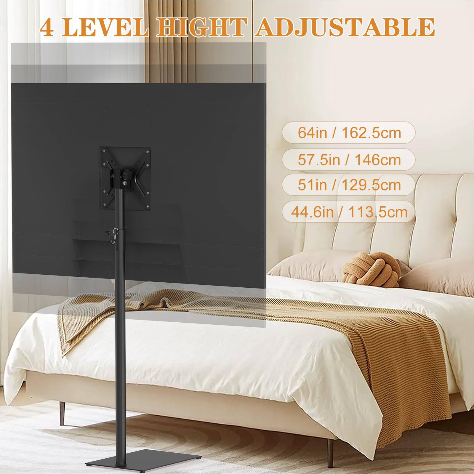 4 LEVEL HEIGHT ADJUSTABLE

64in / 162.5cm  
57.5in / 146cm  
51in / 129.5cm  
44.6in / 113.5cm