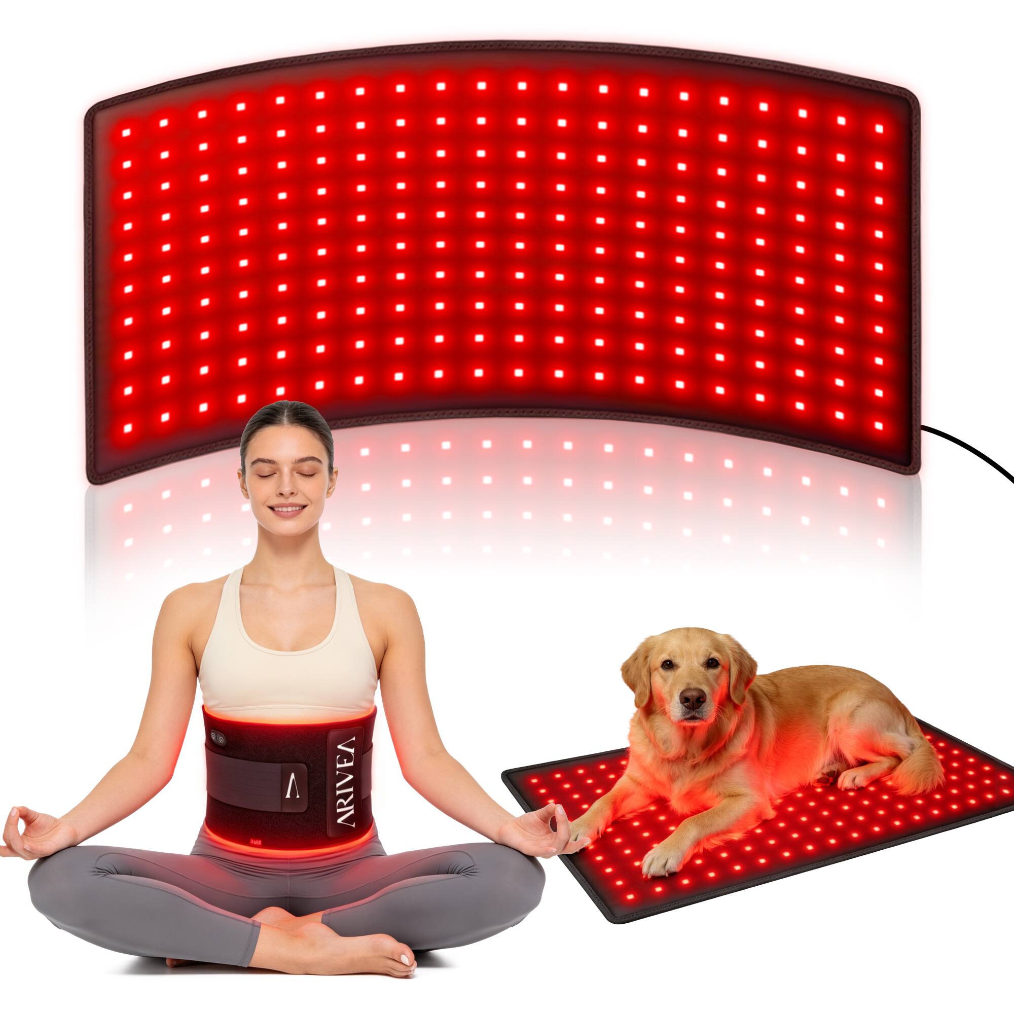 Alt View 5. Arivea - Red Light Therapy Pad for Body, Wearable Near Infrared Light Therapy Wrap with 660nm & 850nm LEDs - BLACK.
