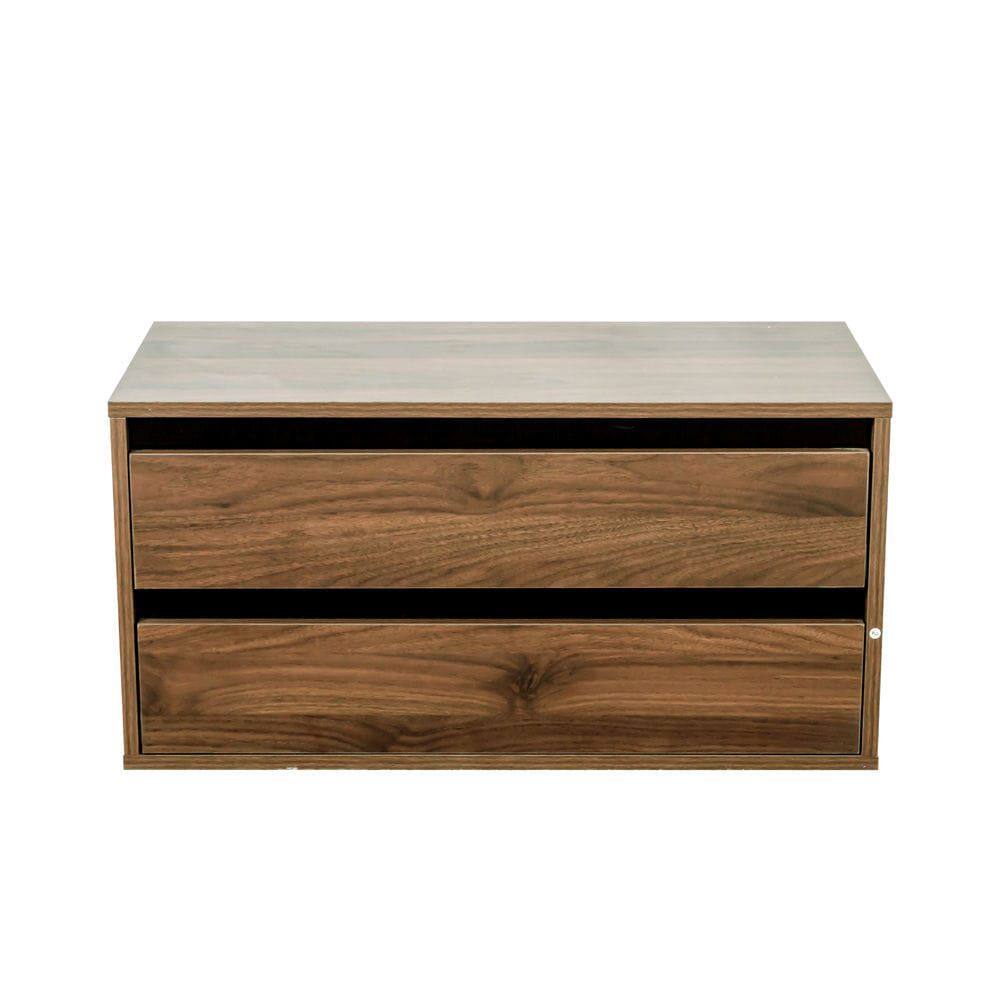 Angle. Kadyn - 2-Drawer Wooden Stackable Storage Drawers, Small Food Pantry Cabinet, Underbed Drawer for Bedroom, Brown - Brown.