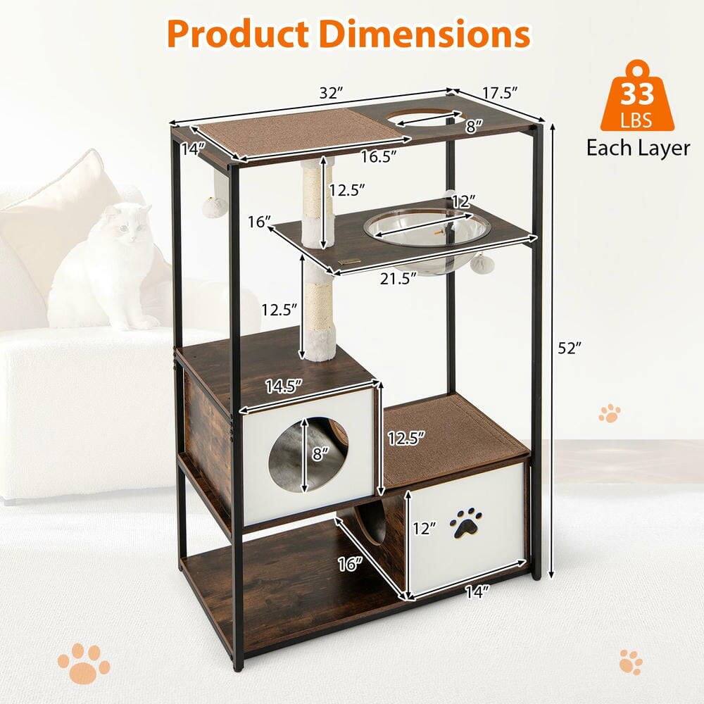 Product Dimensions: 14" x 32" x 16.5" x 17.5" x 8"  
Each Layer: 16" x 12.5" x 12" x 21.5" x 12.5"  
Total Height: 52"  
Weight: 33 LBS