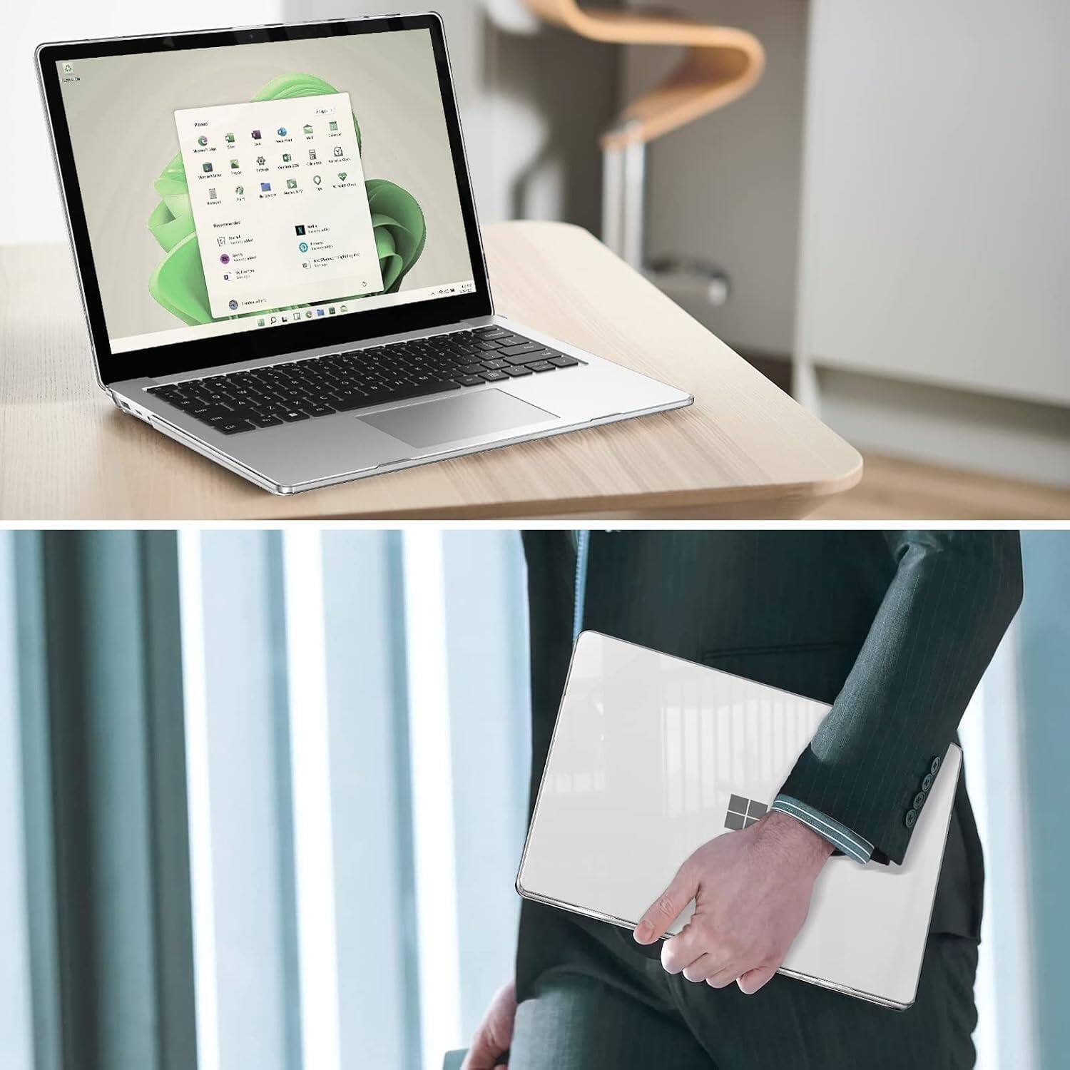 Alt View 4. Fintie - Case for 13.5 inch Microsoft Surface Laptop 5/4/3 with Metal Keyboard (Model: 1951/1868) Protective Hard Shell Cover - Crystal Clear.