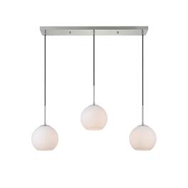Living District - Baxter 3 Lights Chrome Pendant With Frosted White Glass - Chrome And Frosted White
