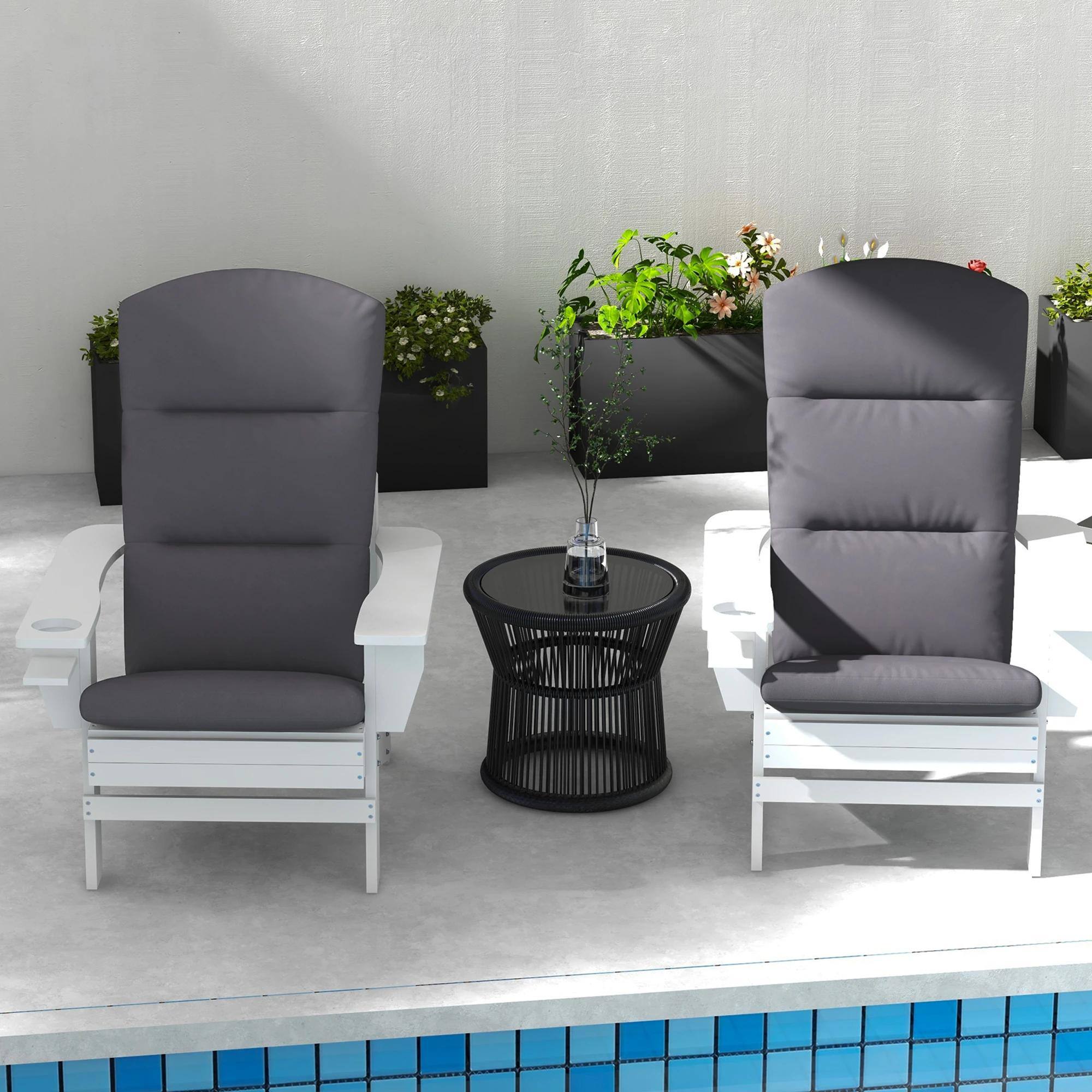 Alt View 3. Resenkos - Resenkos Adirondack Chair Seat Cushions, Tie-Back Replacement, Outdoor Comfort, Weatherproof Fabric,Gray - Gray.