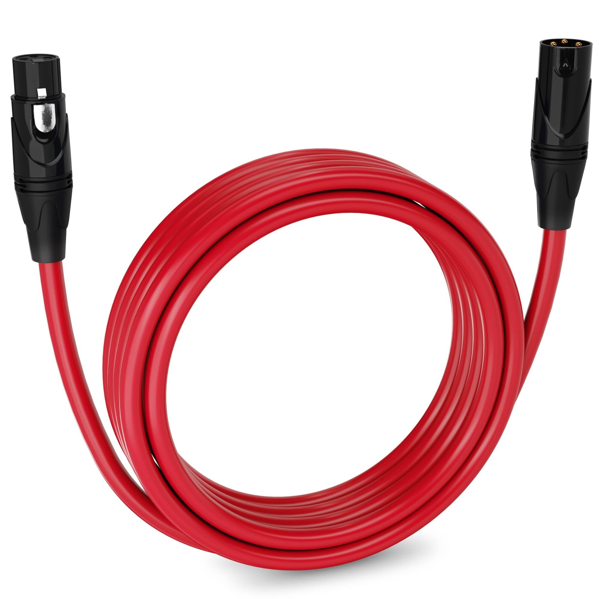 Front. Lyxpro - 15 ft Balanced XLR Cable, Male to Female, 3 Pin Microphone Cable - Red.
