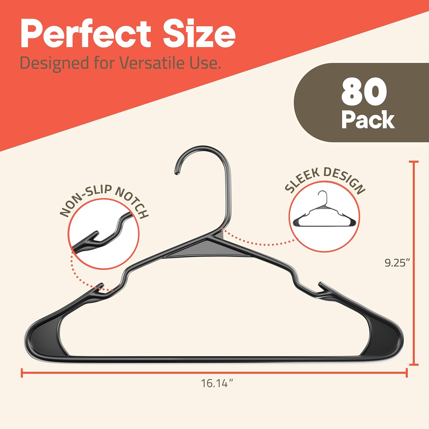 Perfect Size, Designed for Versatile Use, 80 Pack, Non-Slip Notch, Sleek Design, 9.25", 16.14"