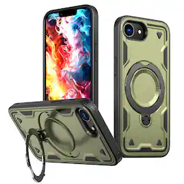 UUCOVER - For Apple iPhone 17e/16e Magnetic Kickstand Case, MagSafe Compatible Ring Holder Heavy Duty Shockproof Protective Cover - Olivegreen