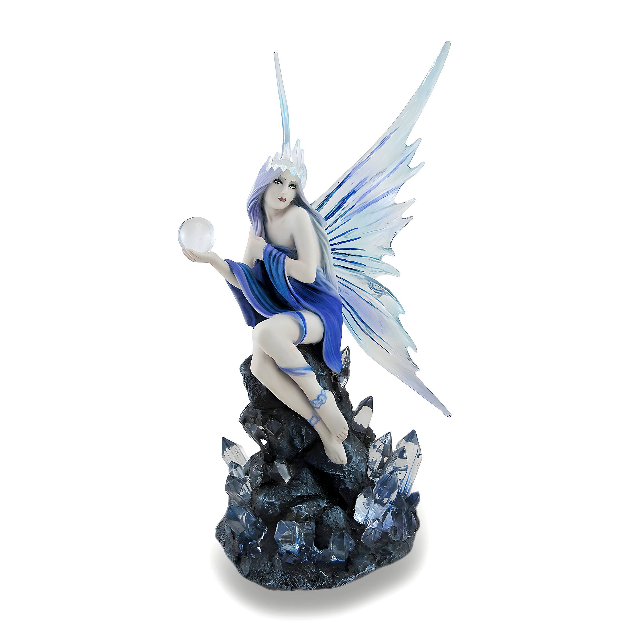 Front. Veronese Design - Anne Stokes Blue and Purple Stargazer Fairy Statue - Purple.