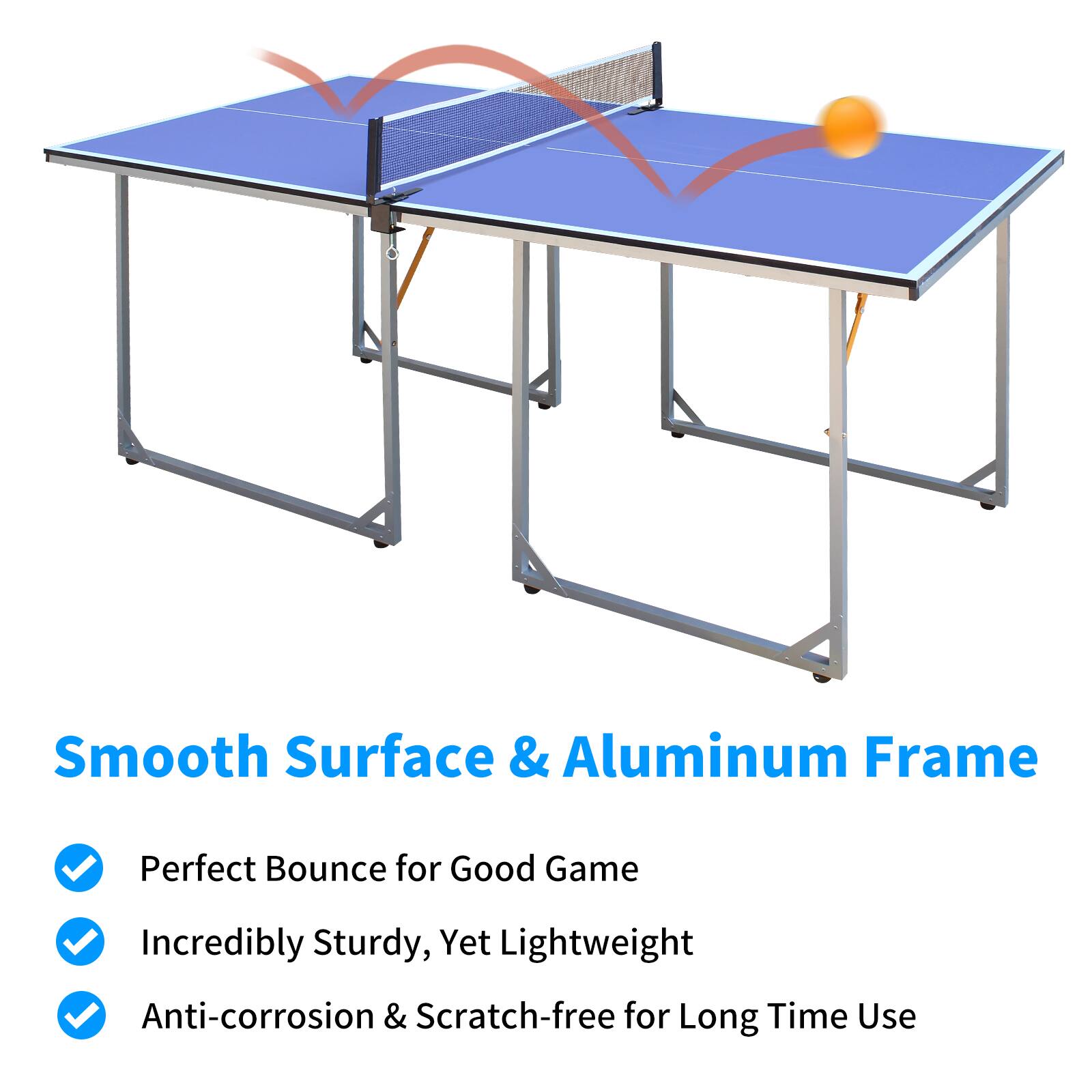 Smooth Surface & Aluminum Frame

- Perfect Bounce for Good Game
- Incredibly Sturdy, Yet Lightweight
- Anti-corrosion & Scratch-free for Long Time Use